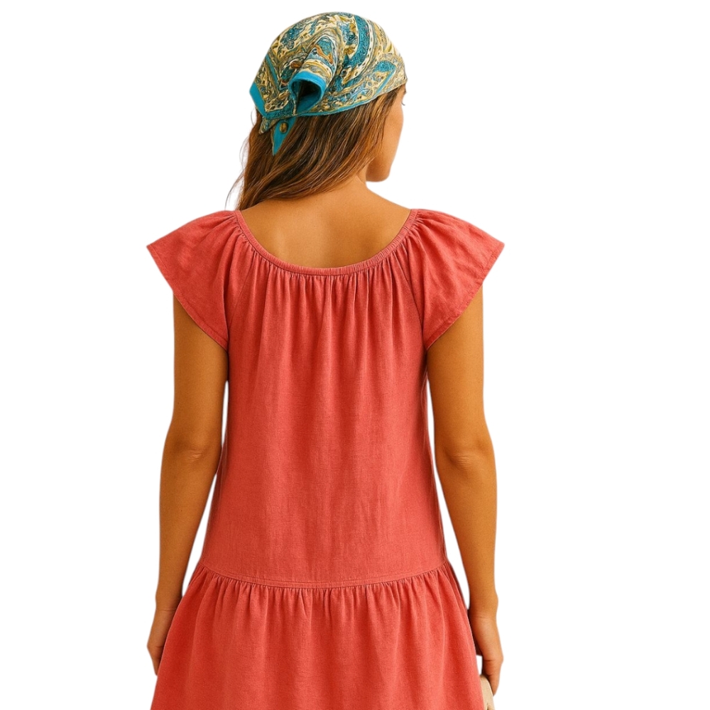 Finley Hattie‎ Linen Dress in Washed Coral Laidback Style | Coastal Boho | Sz S - Picture 2 of 8